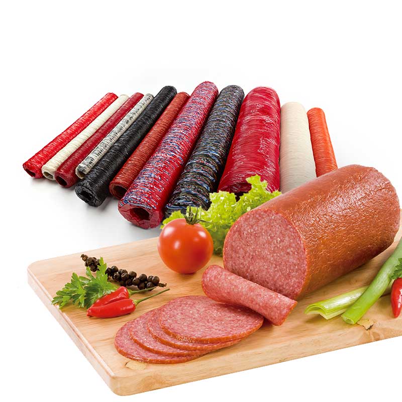 salami sausage in fibrous by viskase